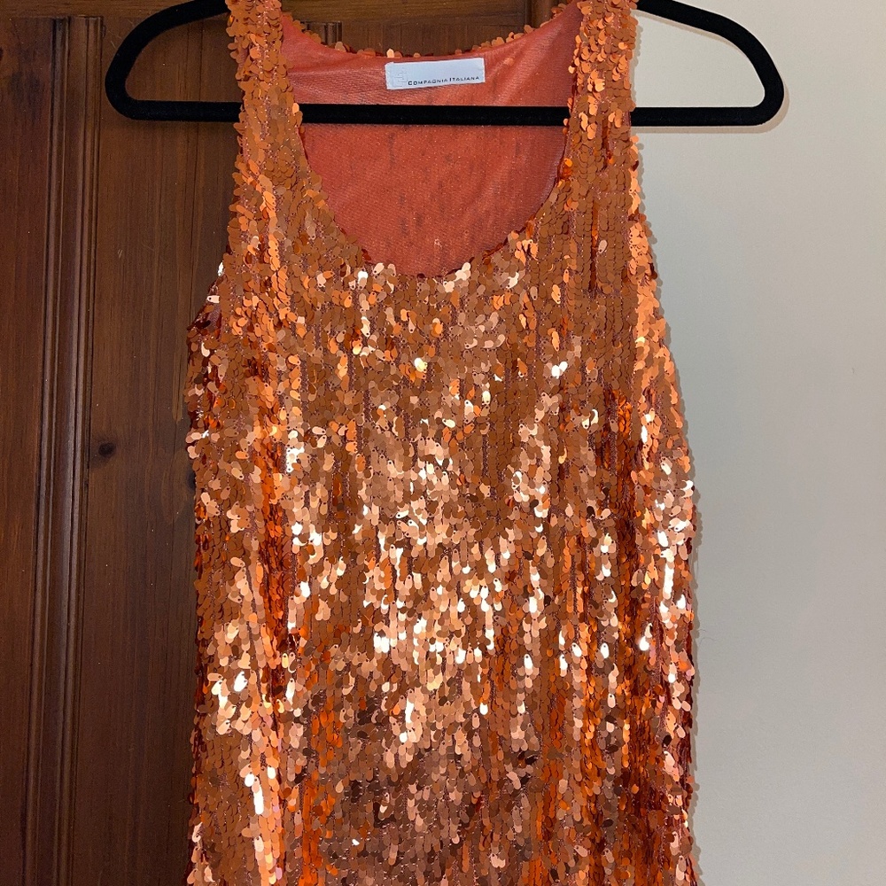 Orange sequin tank